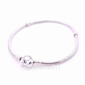 Authentic PANDORA Sterling Silver Bracelet with Pandora Heart Snap Clasp